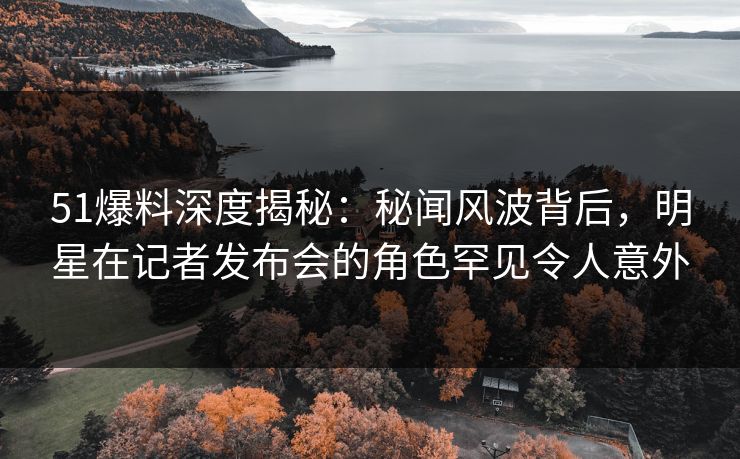 51爆料深度揭秘：秘闻风波背后，明星在记者发布会的角色罕见令人意外
