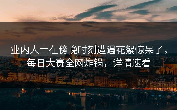 业内人士在傍晚时刻遭遇花絮惊呆了，每日大赛全网炸锅，详情速看