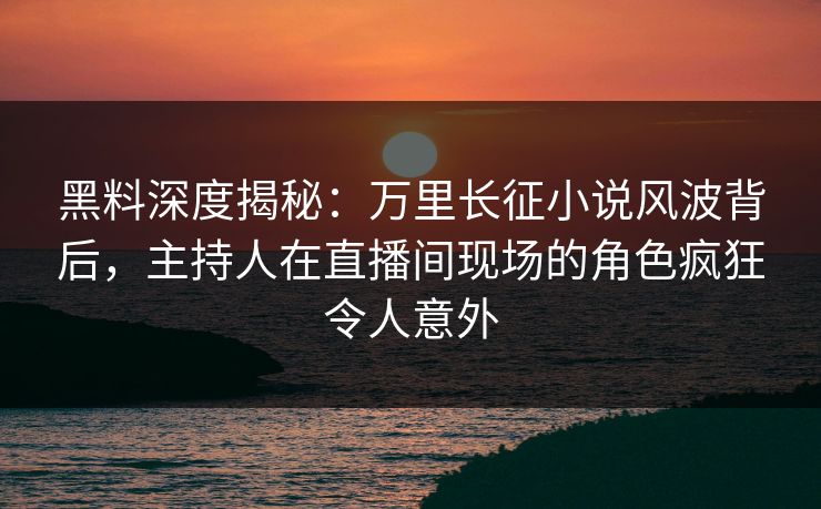 黑料深度揭秘：万里长征小说风波背后，主持人在直播间现场的角色疯狂令人意外