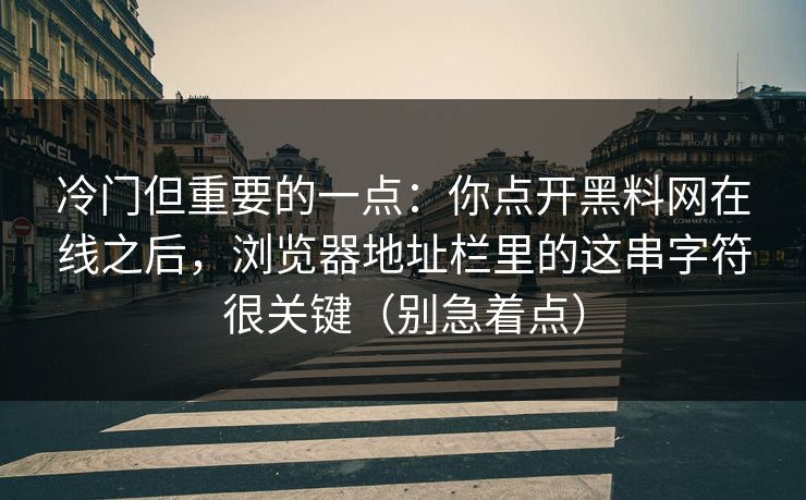 冷门但重要的一点：你点开黑料网在线之后，浏览器地址栏里的这串字符很关键（别急着点）